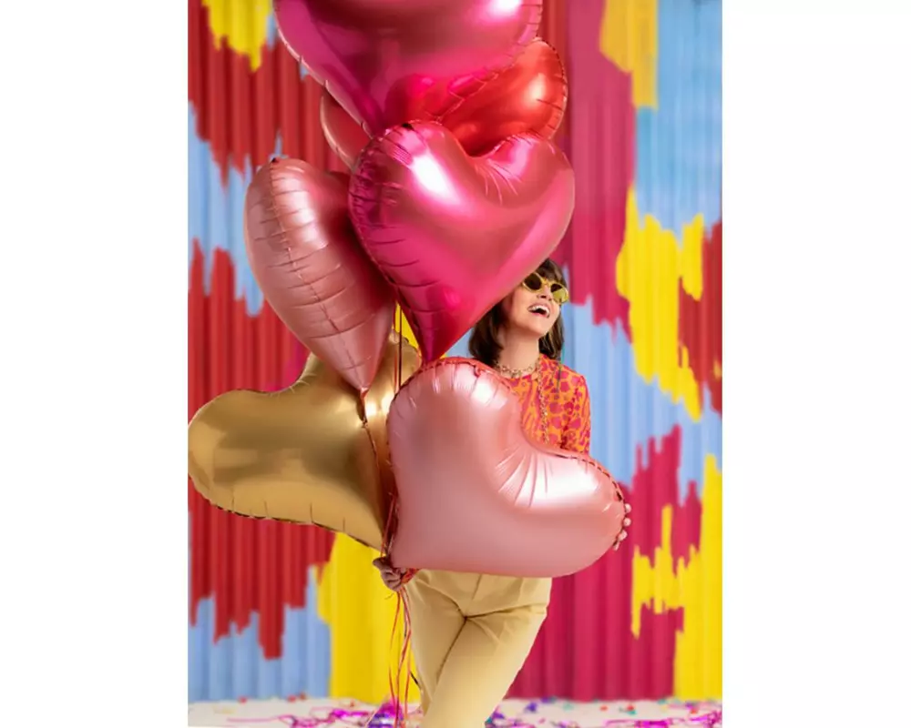 Partydeco PartyDeco Folienballon Herz Satin Rosa Rosa