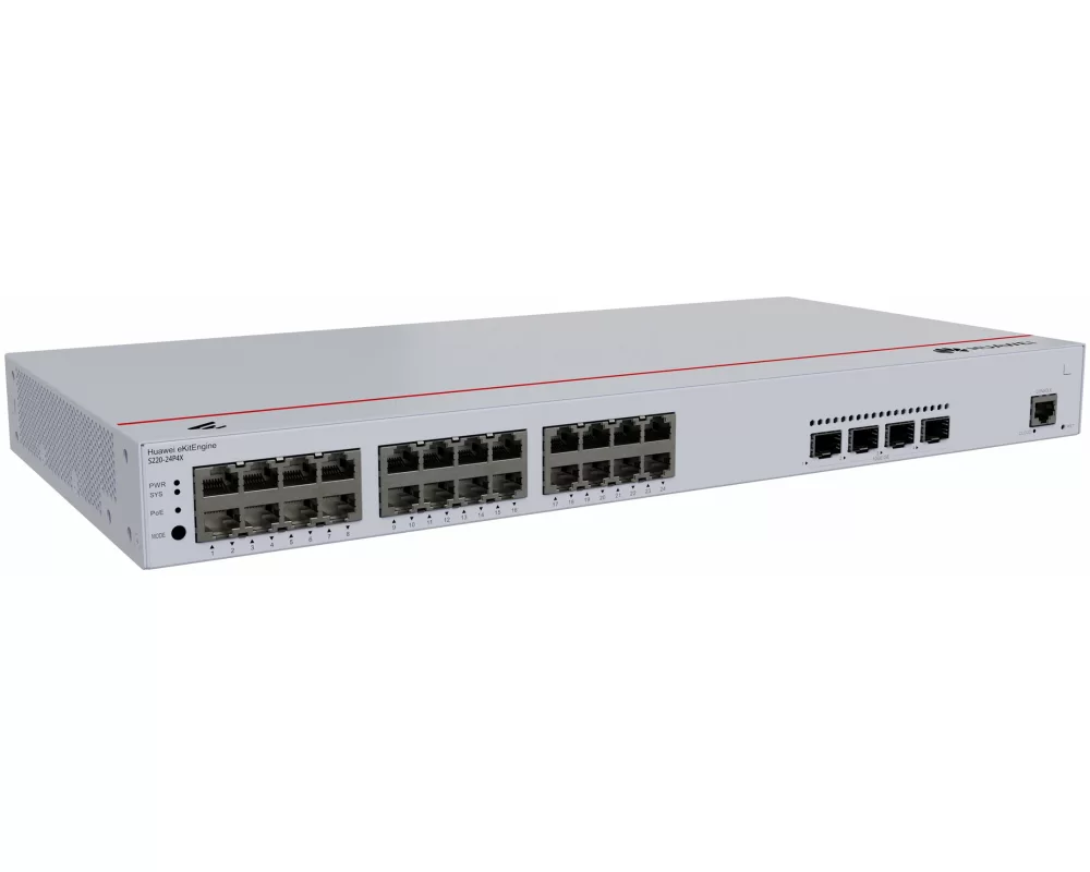 HUAWEI S220-24P4X 24x10/100/1000BASE-T ports 400W PoE+ 4x10GE SFP+ ports built-in AC power eKit Stock