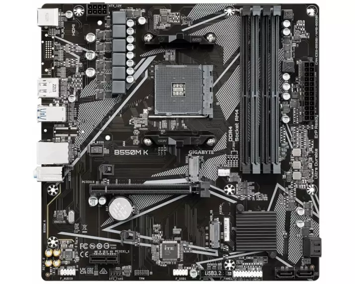 GIGABYTE B550M K AM4 64GB DDR4 2xM.2 4x SATA 6Gb/s 1x HDMI ATX MB