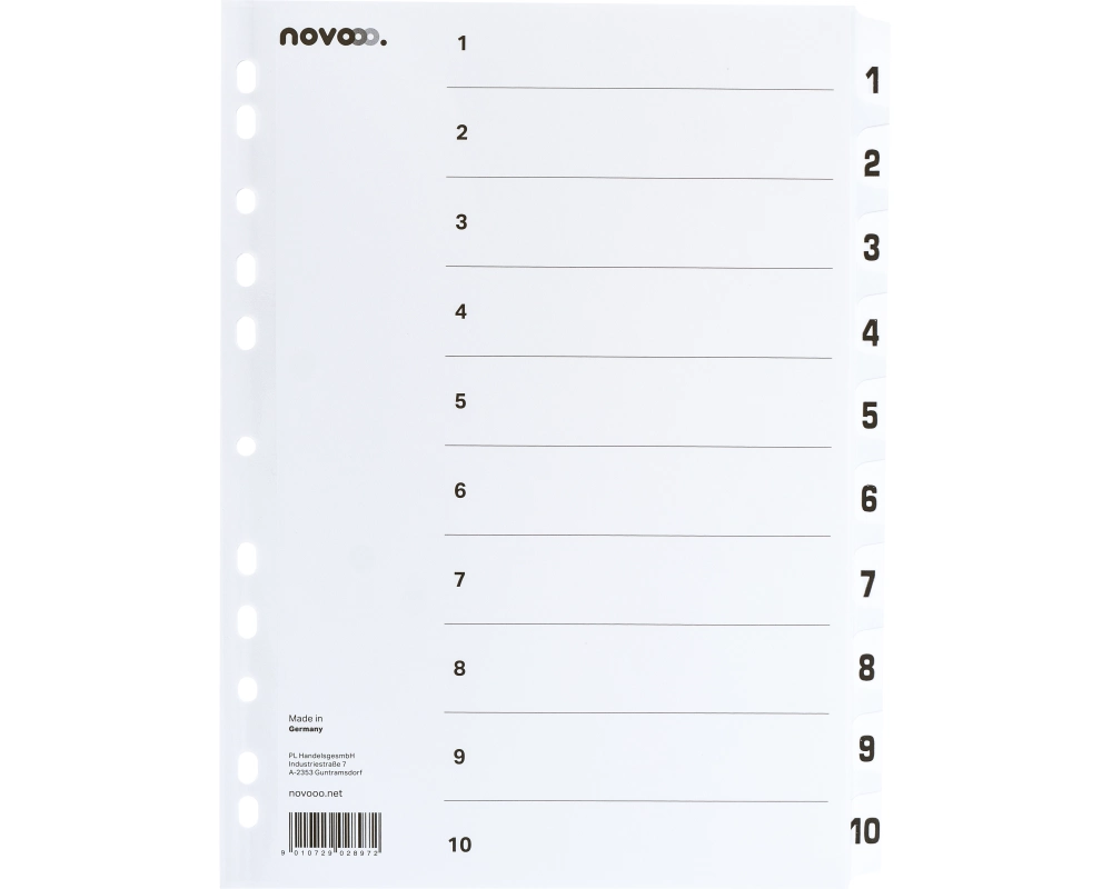 NOVOOO Kartonregister A4 40621 weiss 1-10