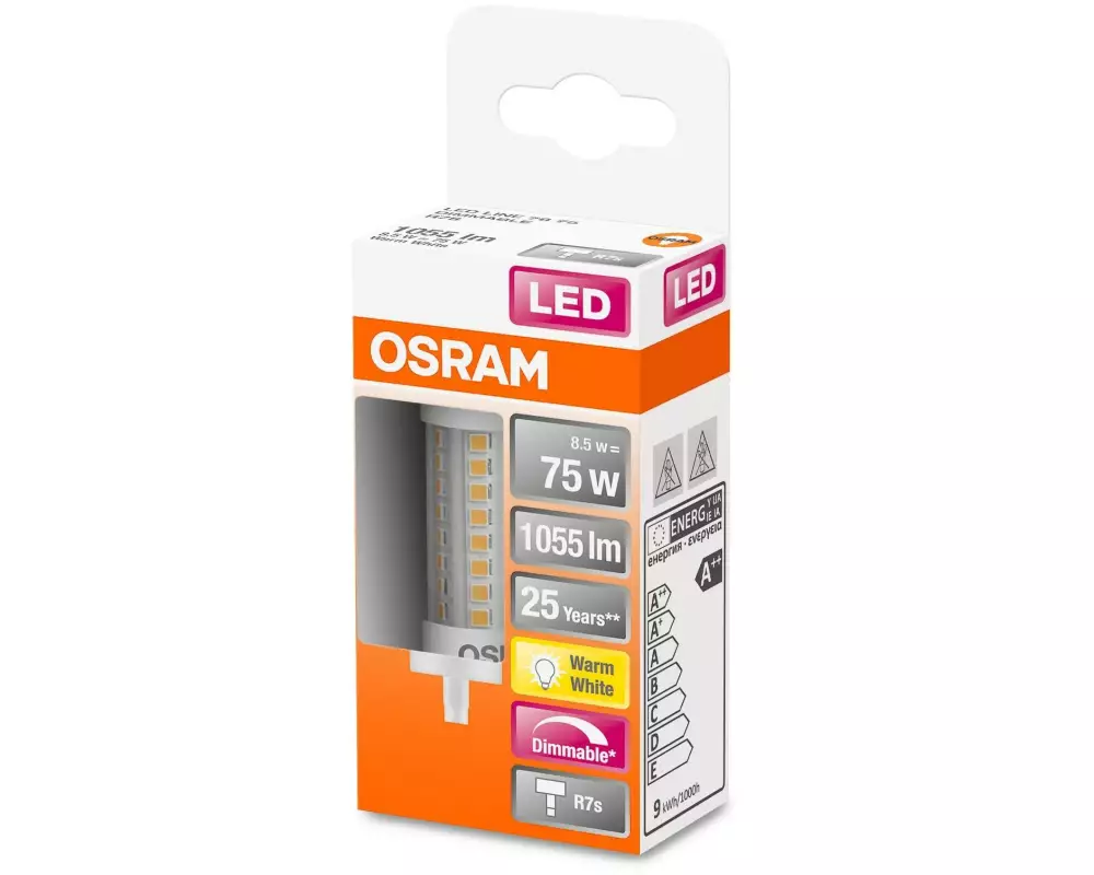 OSRAM Lampe Superstar Line 78, 8.5W, R7 s Warmweiss (WW)
