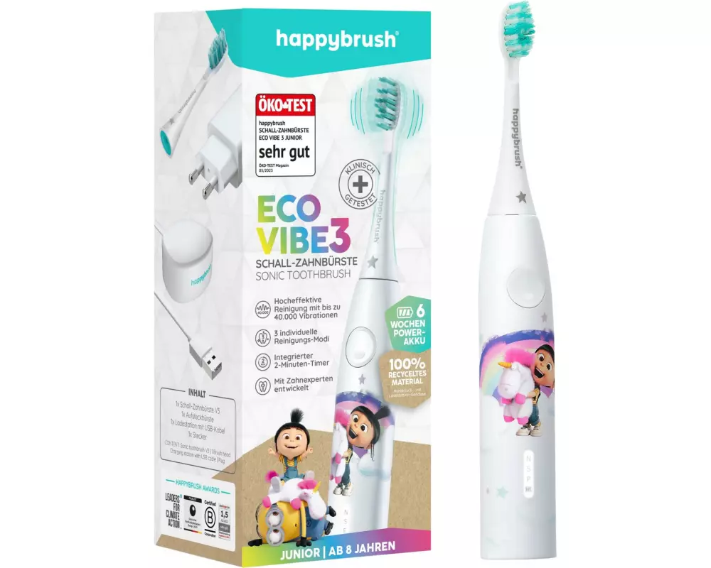happybrush Schallzahnbürste StarterKit Eco Vibe V3 Agnes Weiss