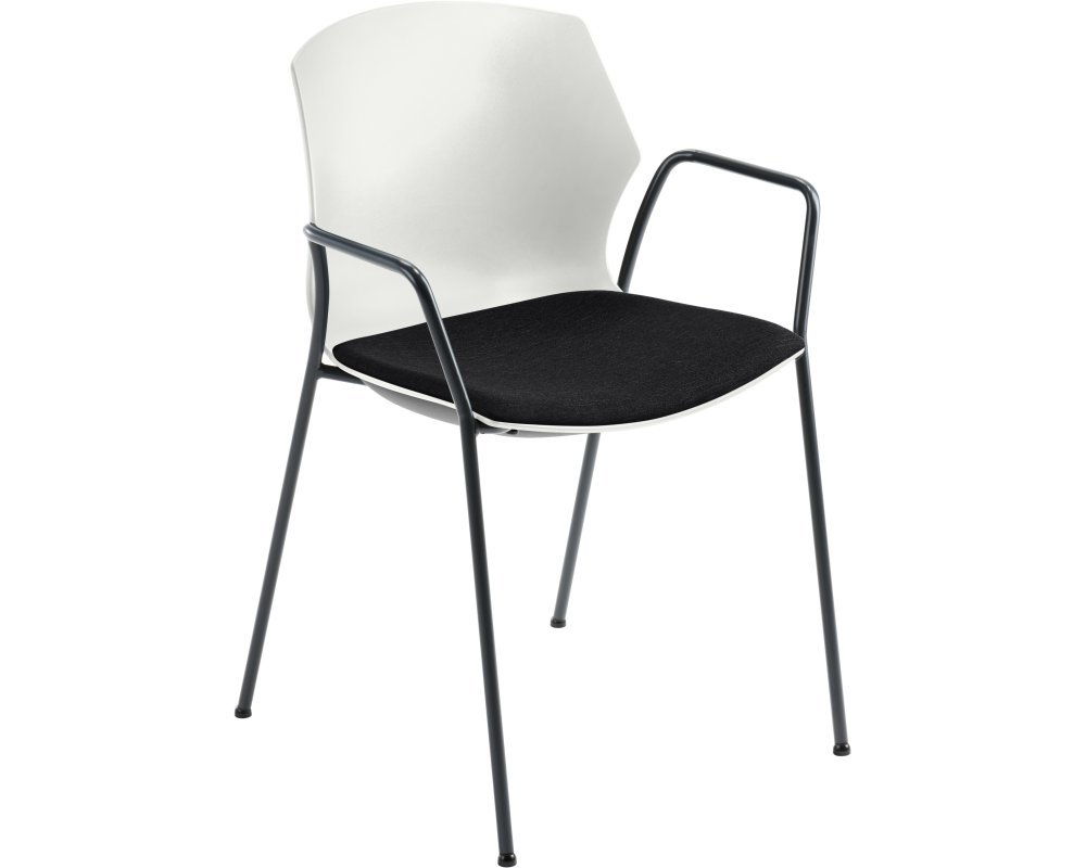 MAYER Besucherstuhl OvaLounge 25111702A weiss/schwarz, mit Armlehnen