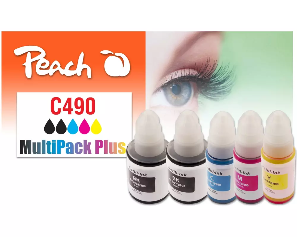 Peach Tinte Canon CISS GI-490 Multi-Pack+ C, M, Y, BK