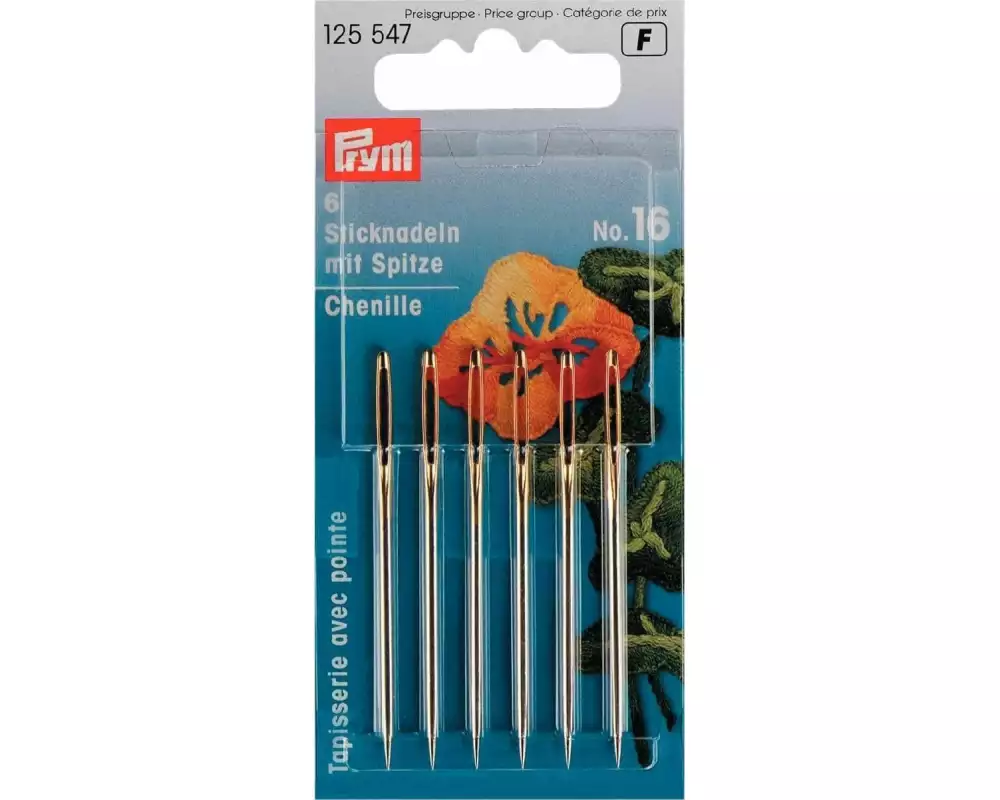 Prym Sticknadel Nr. 16 mit Spitze, 6 Stück