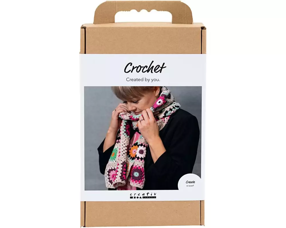 Creativ Company Bastelset - Häkeln, Schal, Creme