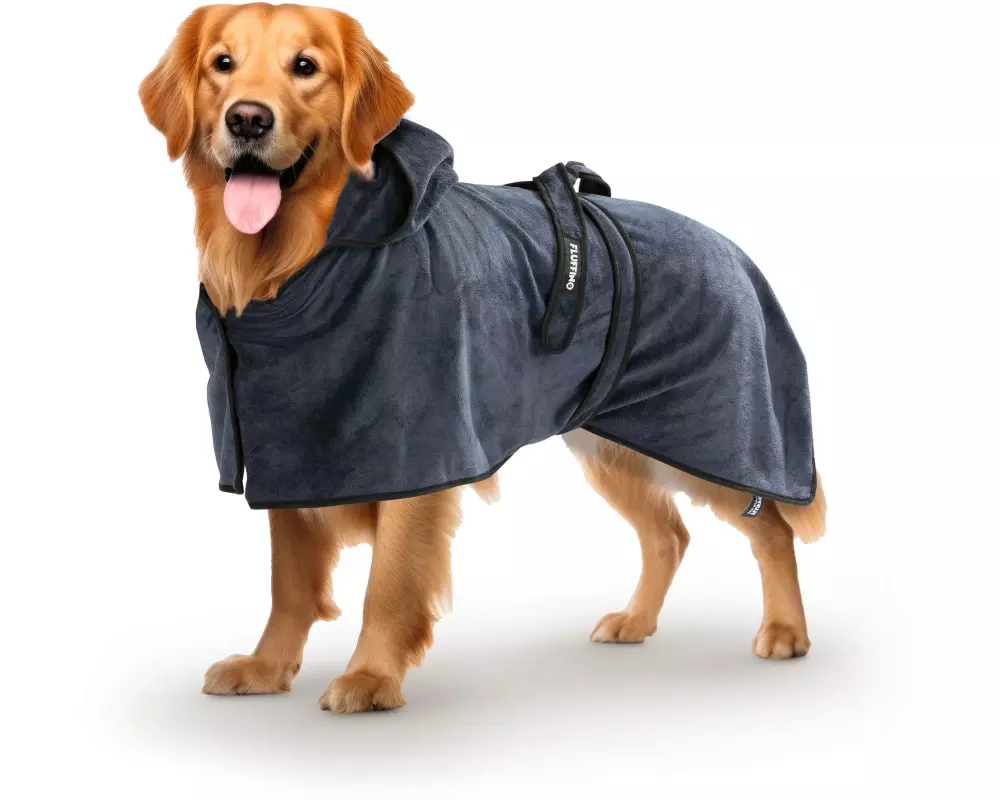 Fluffino Bademantel Beige / Blau, L