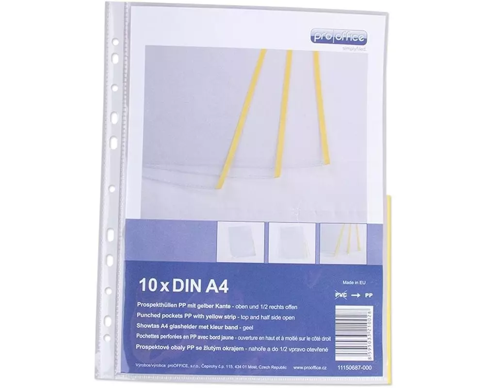 ProOffice Zeigetasche A4, Gelb/Transparent, 10 Stück