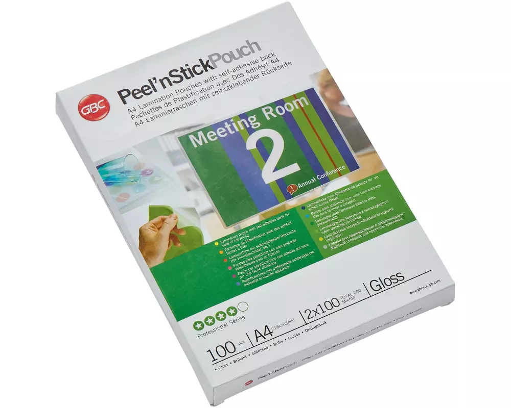 GBC Laminierfolie PeelnStick A4, 100 mic, 100 Stück, glänzend