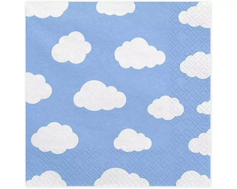 Partydeco Papierservietten Wolken Blau, 33 x 33 cm, 20 Stück