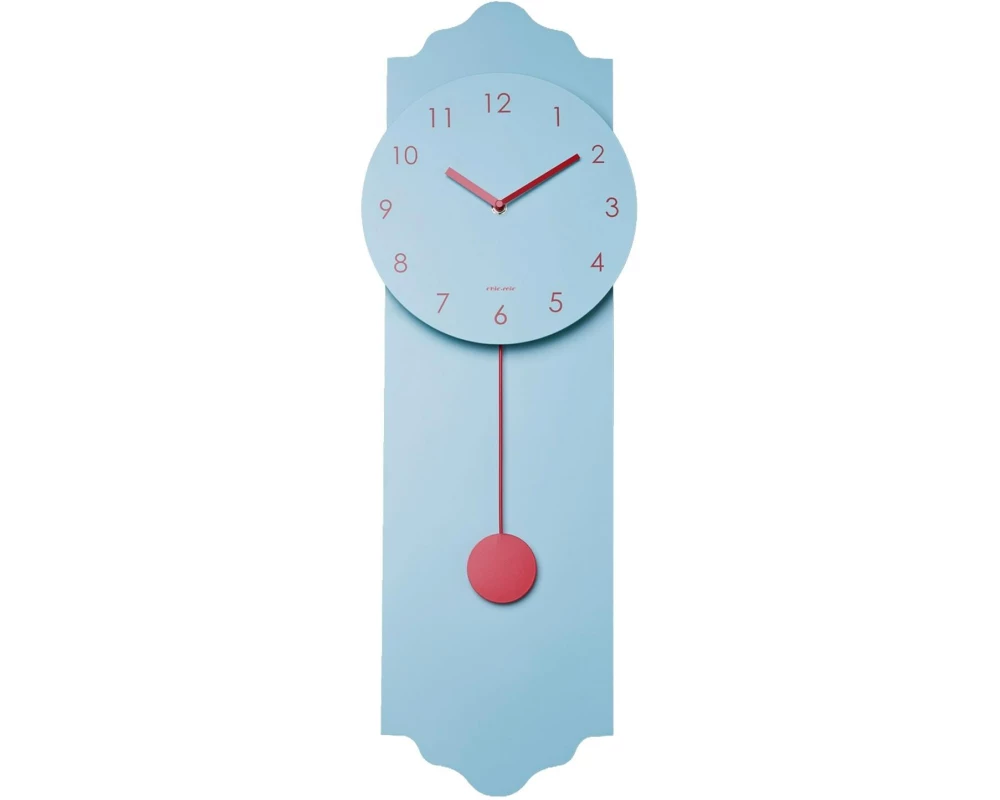 Chic Mic Wanduhr Pendelum Clock 24 x 70 cm, Hellblau