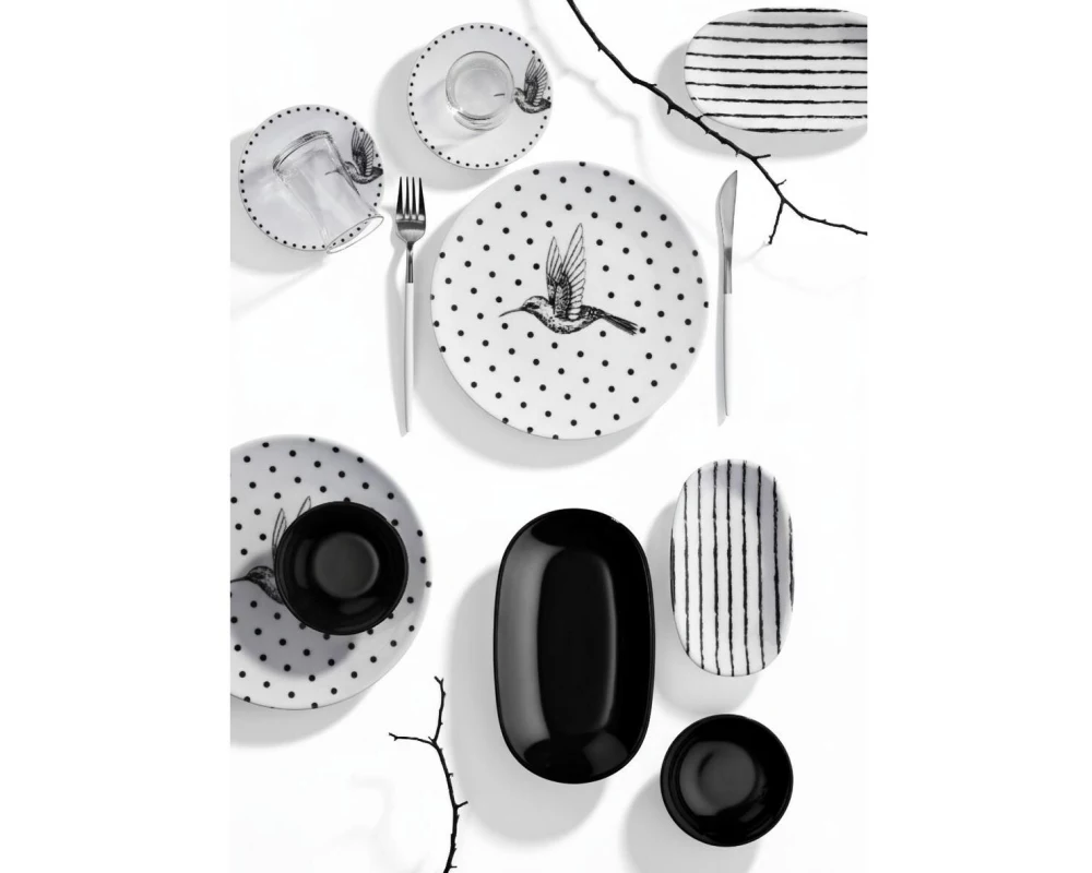 Hermia Frühstücks-Set 19-teilig, Schwarz/Weiss