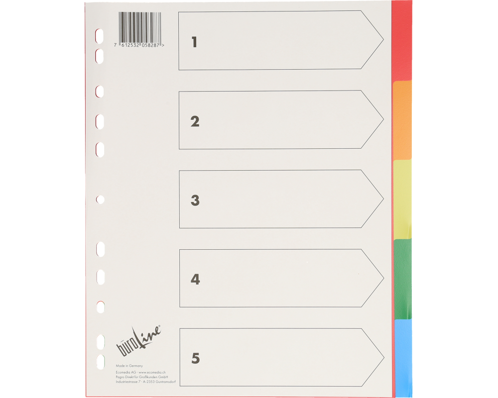 BÜROLINE Register PP A4+ 40988 bunt 5-teilig