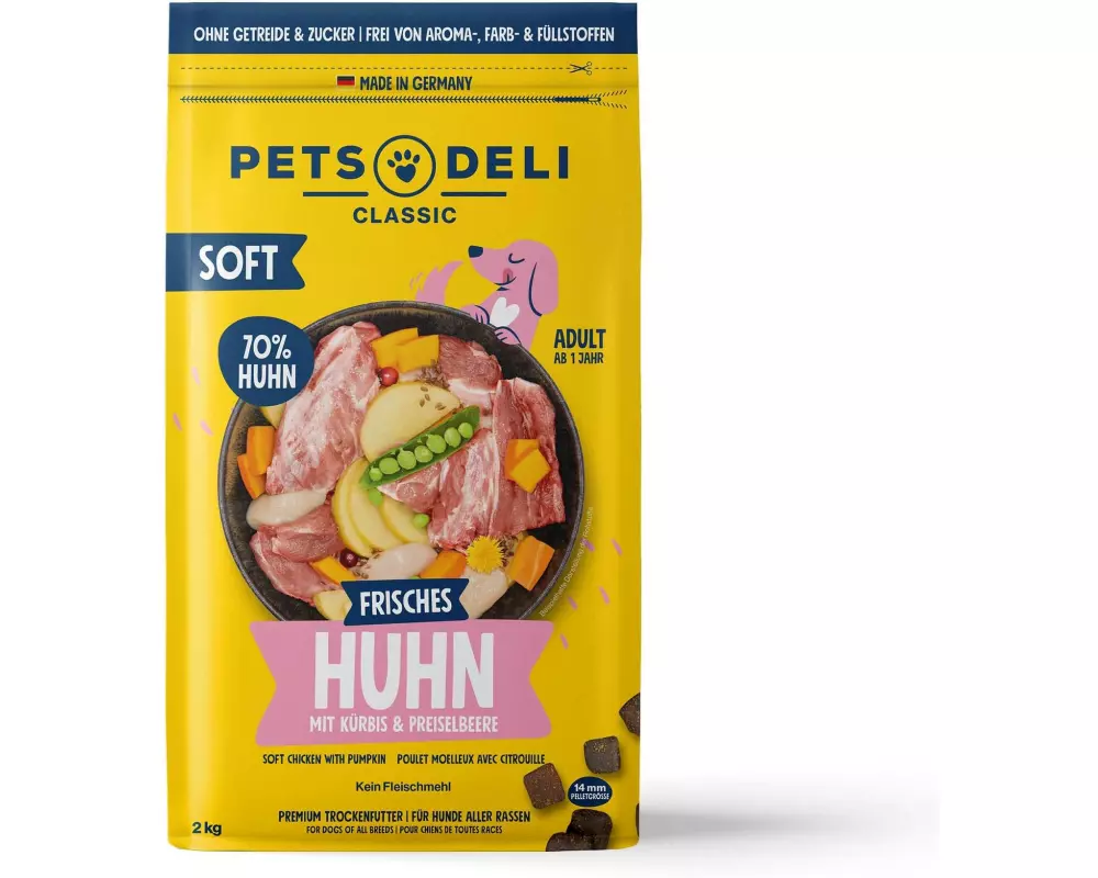 Pets Deli Dog Soft Huhn, Kürbis, Preiselbeere, 2 kg