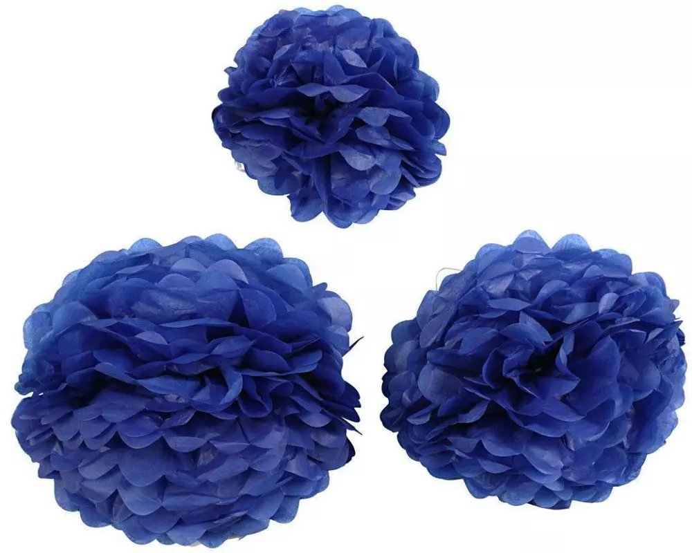 Creativ Company Pompons 20 + 24 + 30 cm 3 Stück, Blau