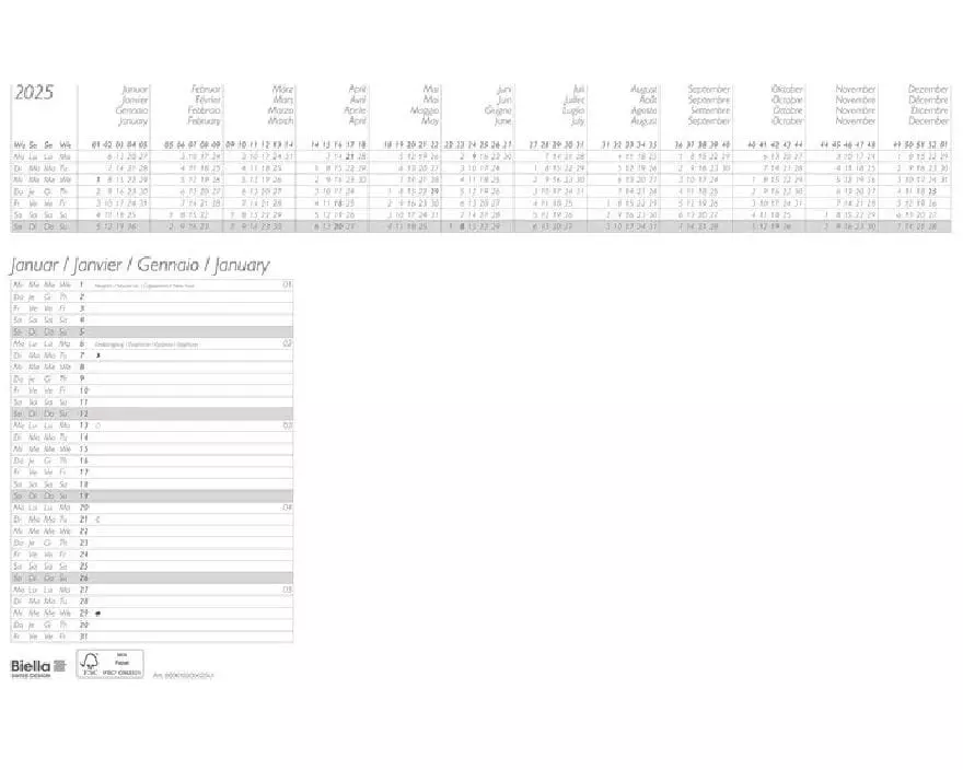 Biella Schreibunterlage 2025, 48 x 32.5 cm