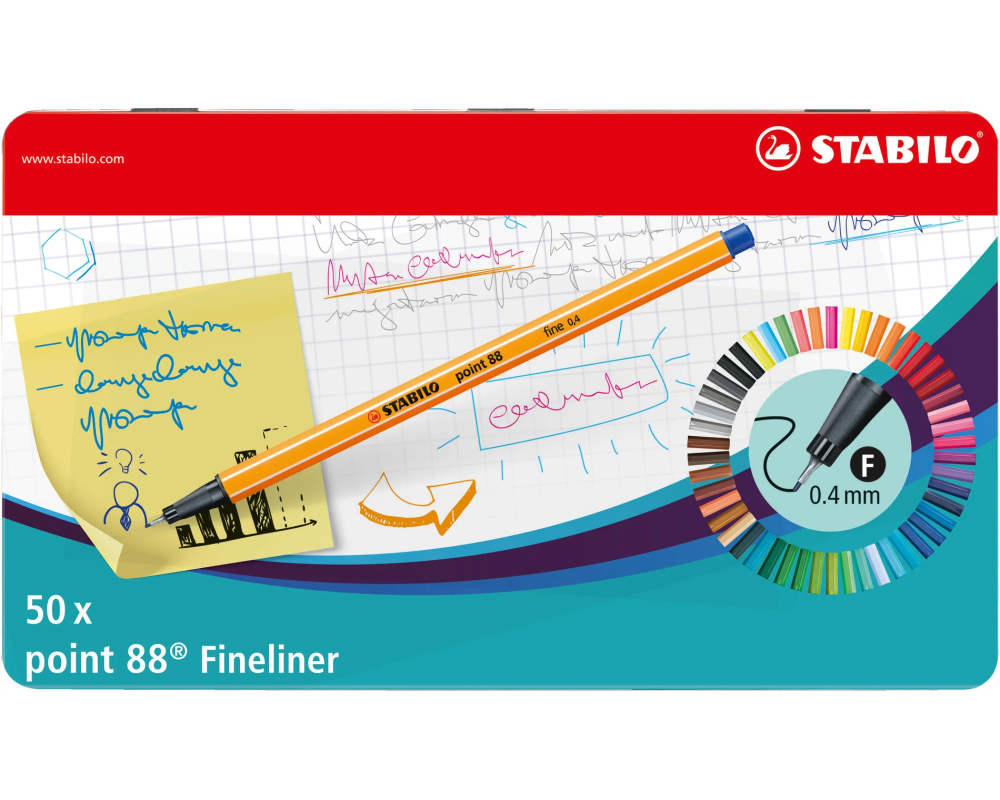 STABILO Fineliner Point 88 0.4mm 8850-6 Metalletui 50 Stück