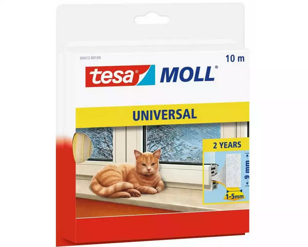 tesa Dichtungsband -Set Universal, 2x 10 m x 9 mm x 5.5 mm, Weiss