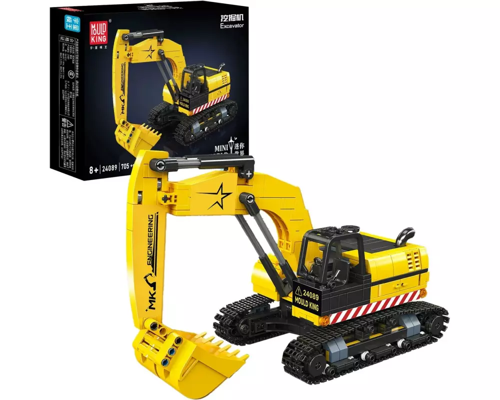 Mould King Mini-Bagger Baumaschinen-Modell aus Klemmbausteinen