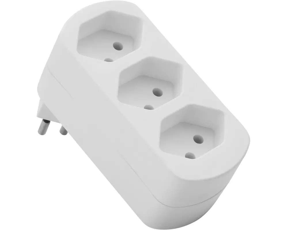 Schönenberger Abzweigstecker drehbar 3xT13 weiss 270° drehbar (offen)