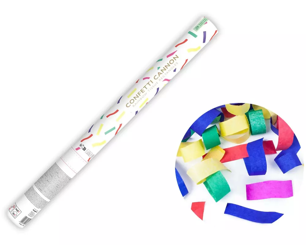 Partydeco Konfettikanone Streifen farbig, 60 cm