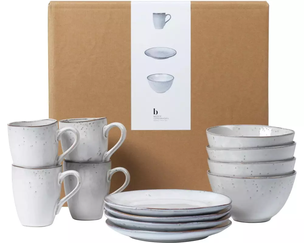 Broste Copenhagen Nordic Sand Steingut, 12-teilig