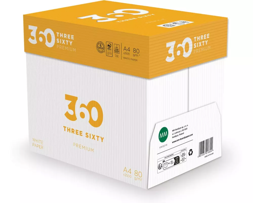 360 Kopierpapier Premium A4, Hochweiss, 80 g/m², 2500 Blatt