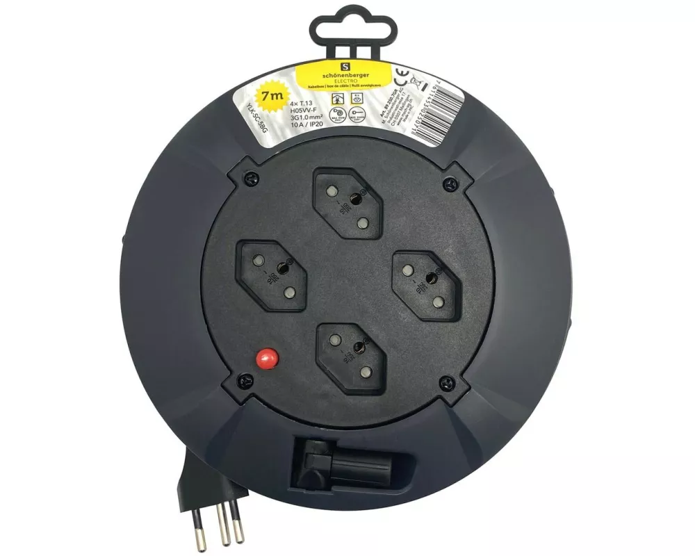 Schönenberger Kabelbox 7m 7m Kabel, 4xT13, dunkelgrau/schwarz