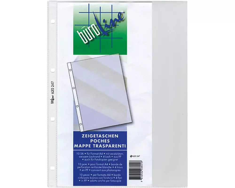 Büroline Zeigetasche A4 genarbt Transparent, 10 Stück