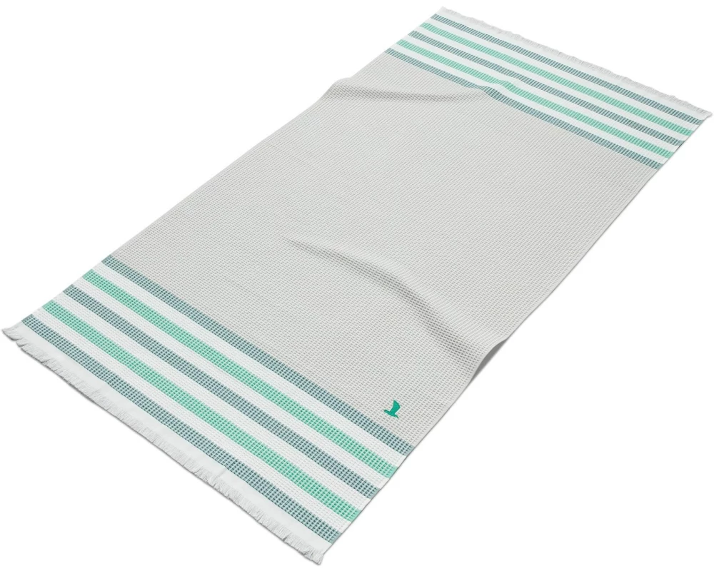 Möve Strandtuch Summer Daylight White 90 x 180 cm, Emerald/Grass