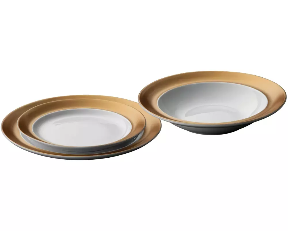 BergHOFF Speise-Service Gem Line 3 Stück, Gold/Weiss
