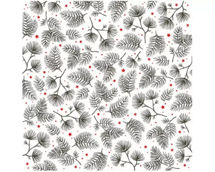 Braun + Company Weihnachtsservietten Xmas Twigs Schwarz/Weiss, 20 Stück