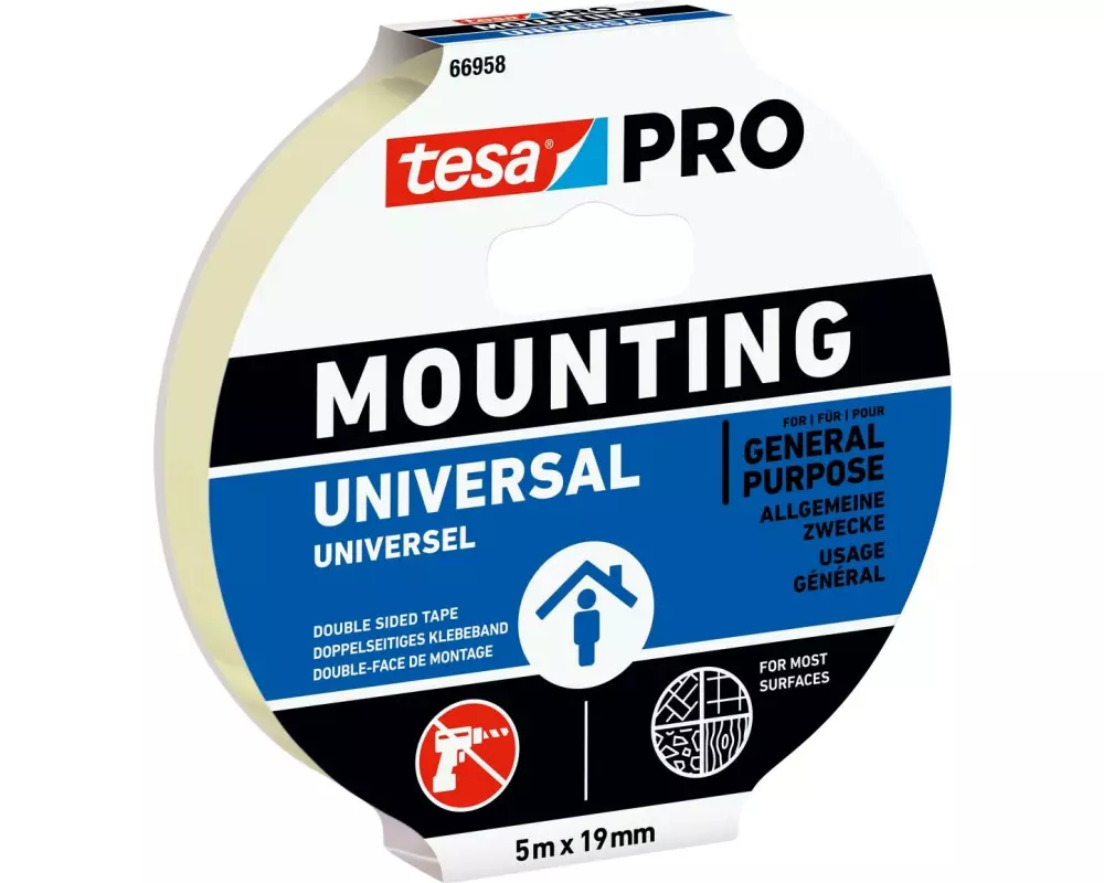 tesa Universal 66958 19 mm x 5 m, Weiss