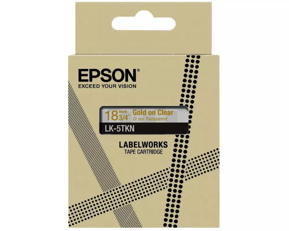EPSON Metallic Tape Clear/Gold, 18mm, 9m, LK-5TKN