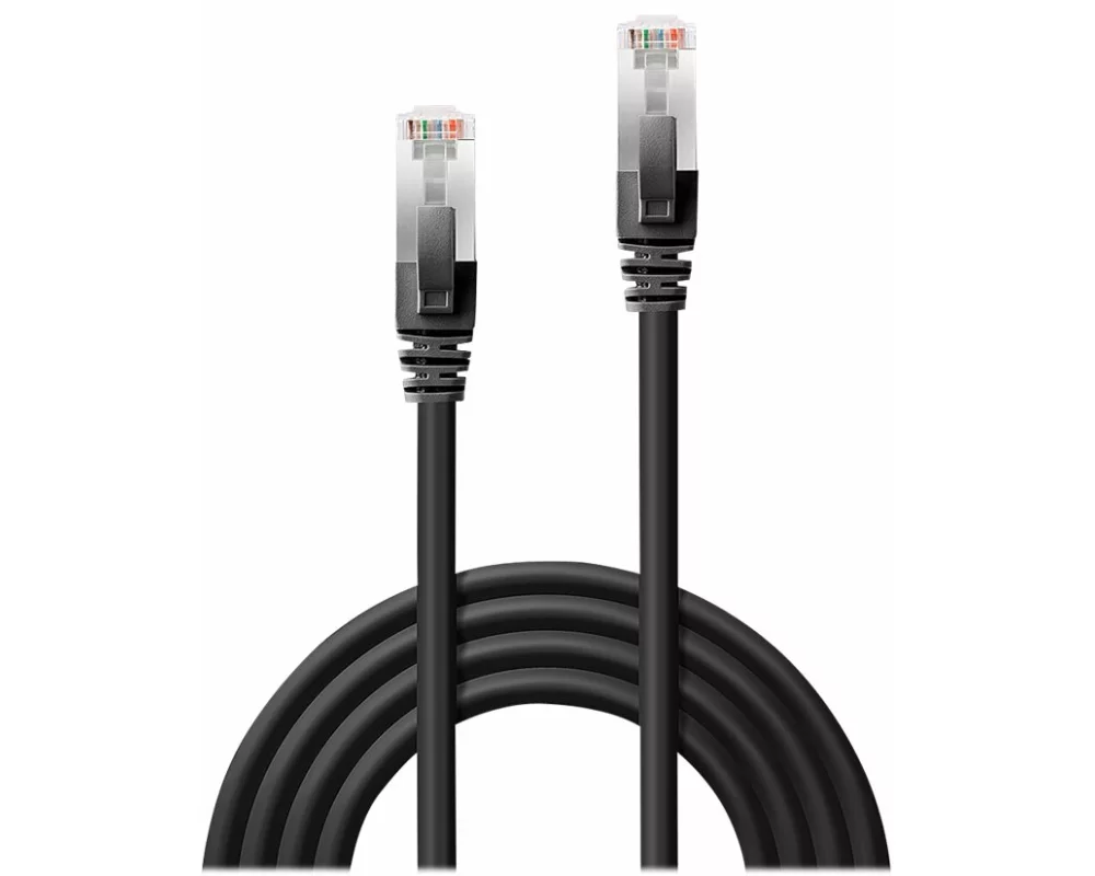LINDY Patch Cable, Cat6, S/FTP, RJ45-RJ45, 0,3m, black, LSOH, PIMF, including Testprotocol, snagless