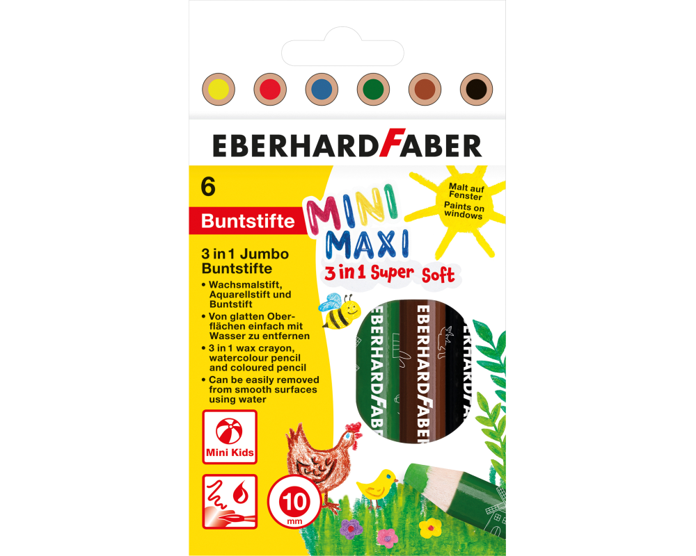 EBERHARD FABER Farbstift Jumbo MiniMaxi 3in1 518905 6 Farben