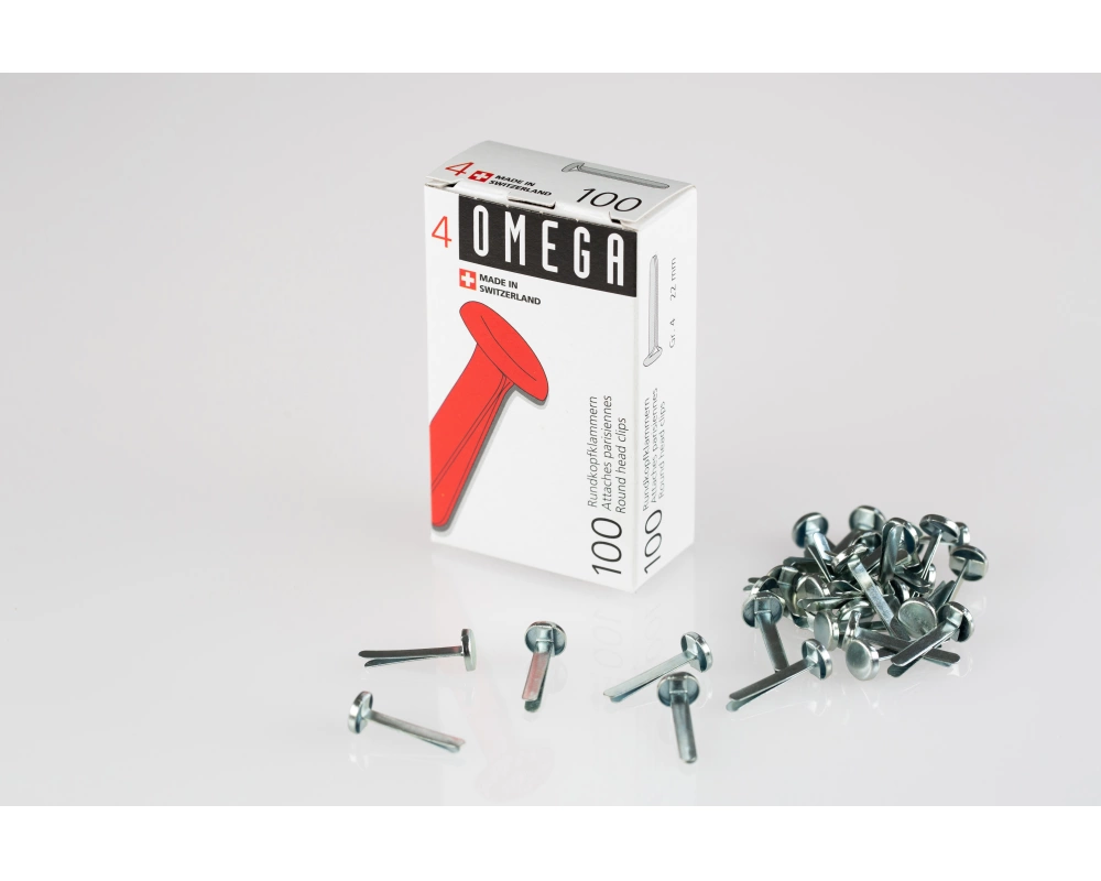 OMEGA Rundkopfklammern 4 22mm 134020492 Alu 100 Stück