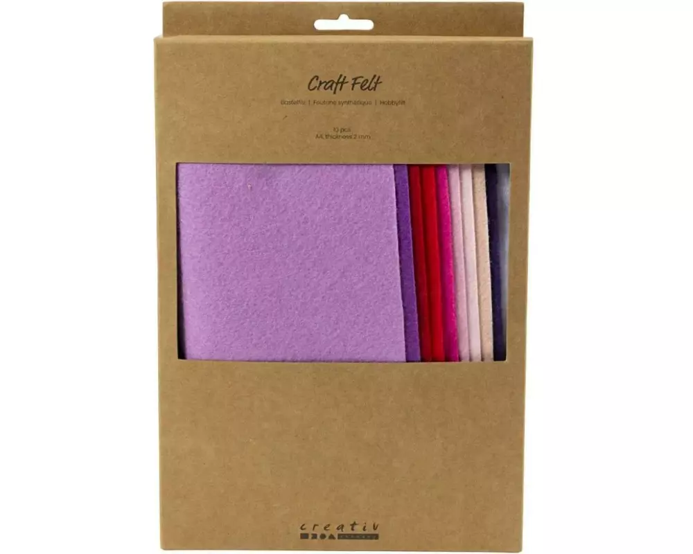 Creativ Company Bastelfilz 10 Stück, Sortiert, Lila-Pink
