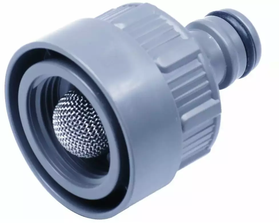 GARDENA Hahnverbinder mit Wasserstop, 1 Stück, Grau