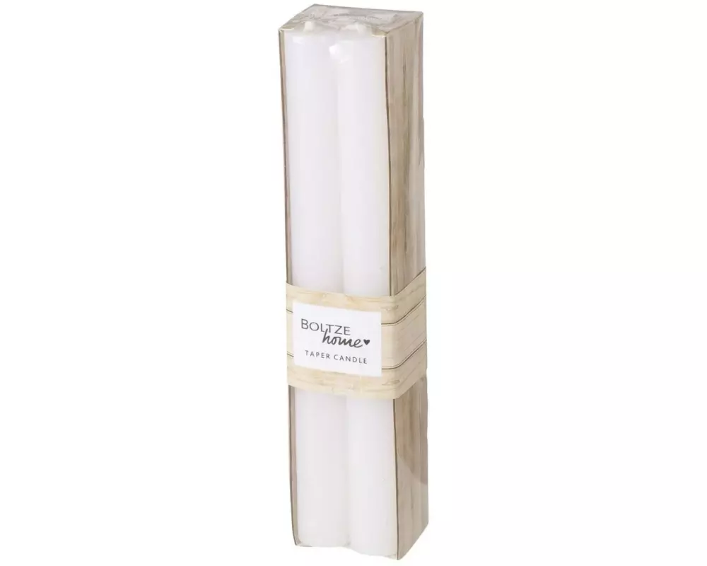 Boltze Stabkerze Melia 20 cm, Weiss, 4 Stück