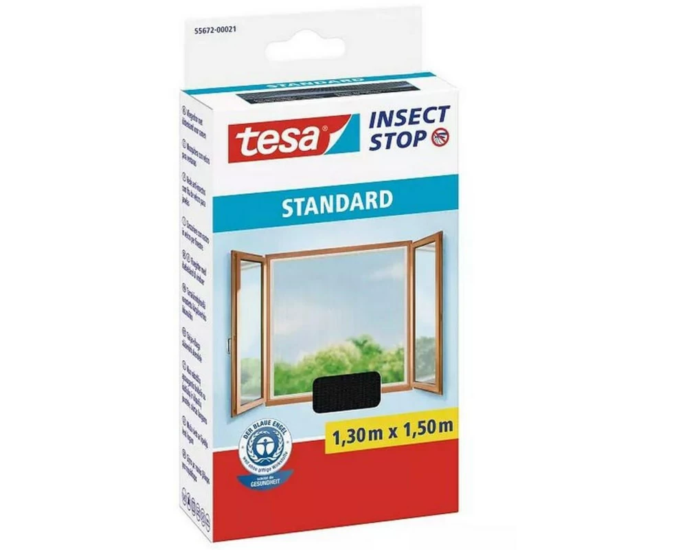 tesa Fliegengitter -Set Standard, 3x 1.3 m x 1.5 m, Anthrazit