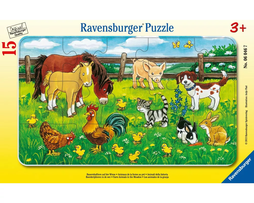 Kinderpuzzle 15 Teile - Bauernhoftiere auf der Wiese
