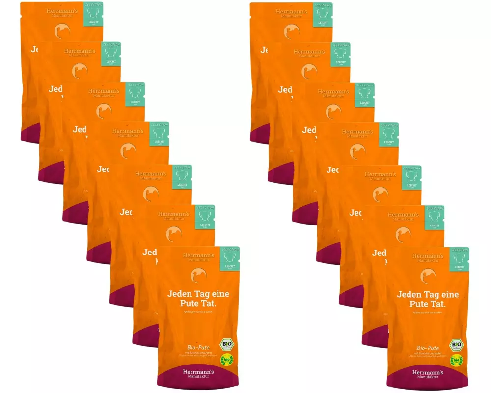 Herrmann's Nassfutter Bio Pute mit Zucchini und Apfel 14 x 150 g