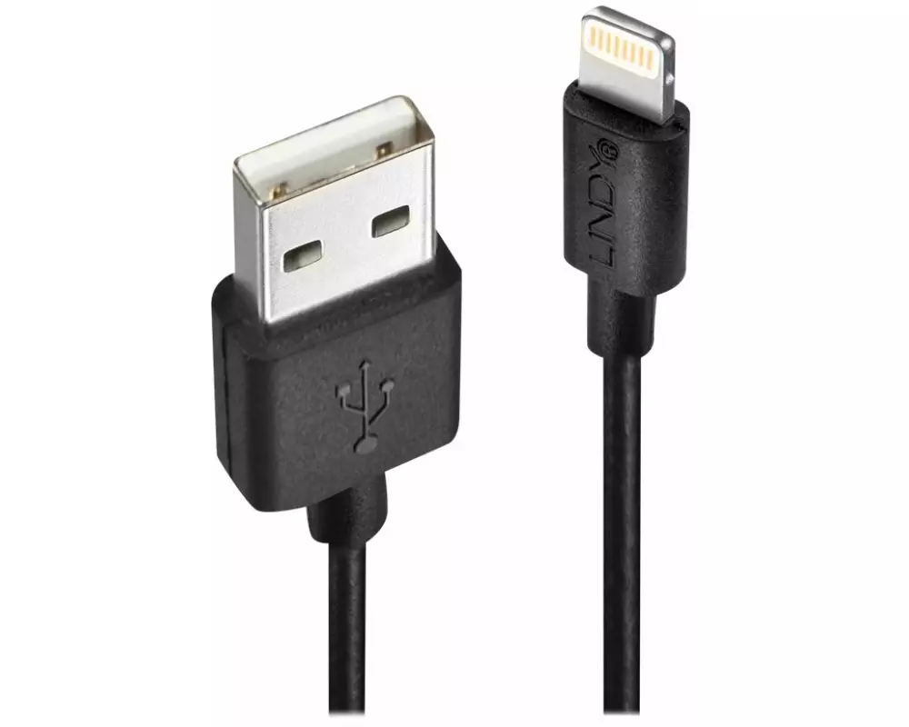 LINDY 0.5m USB to Lightning Cable black Charge and sync Cable for iPhone, iPad & iPod