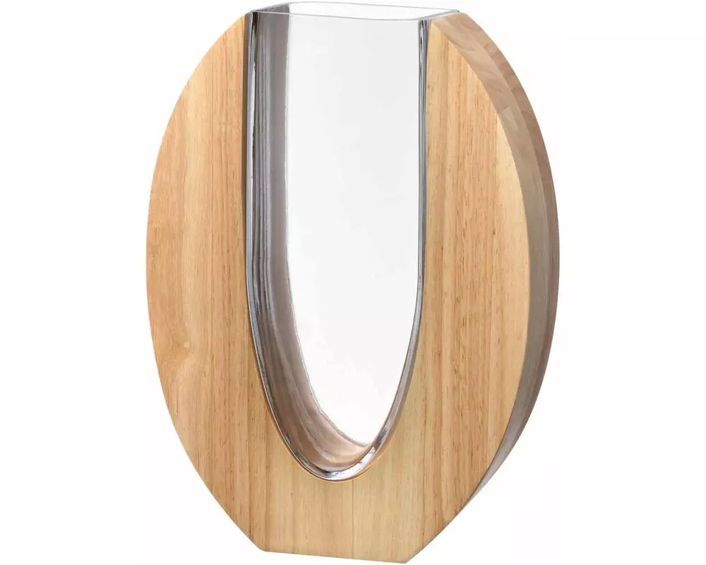 Leonardo Vase Legno 28 cm, Braun/Transparent
