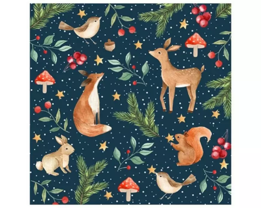 Braun + Company Weihnachtsservietten Winternight Mehrfarbig, 20 Stück