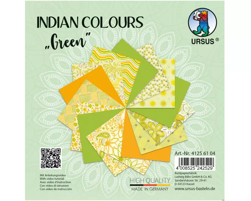 URSUS Bastelpapier Indian Colours 13.7 x 13.7 cm, 130 g/m², Green