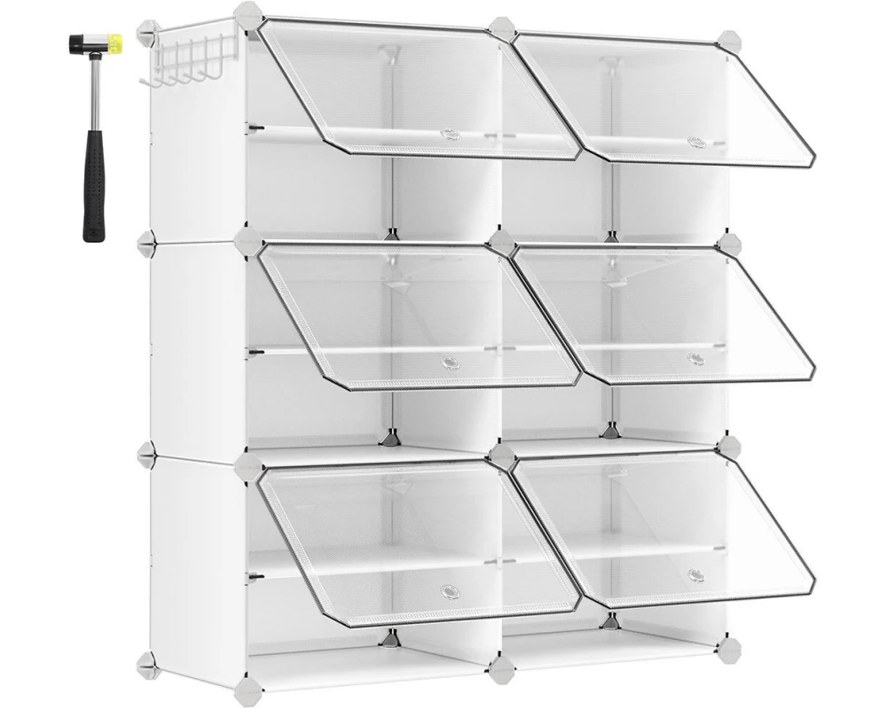 Songmics Schuhboxen stapelbar 124 x 94 cm, Weiss