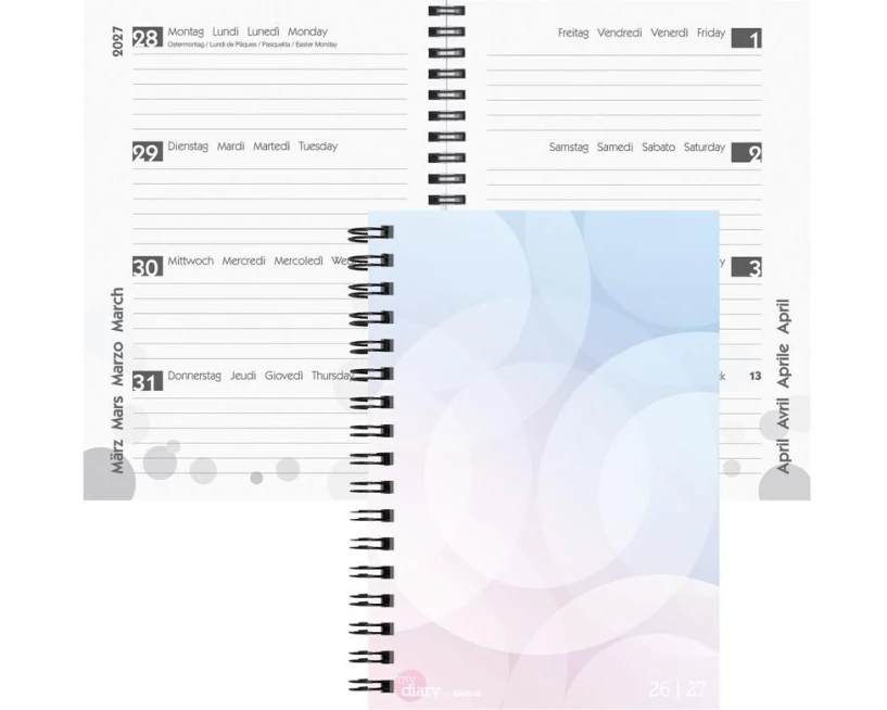 Biella Schulagenda mydiary Wire-O 2026/27 Pastel, 14.5 x 20.5 cm