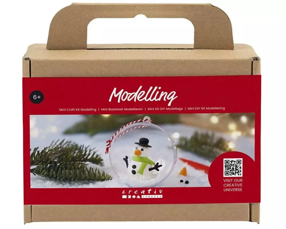 Creativ Company Bastelset Modellieren Weihnachtskugeln, Schneemann